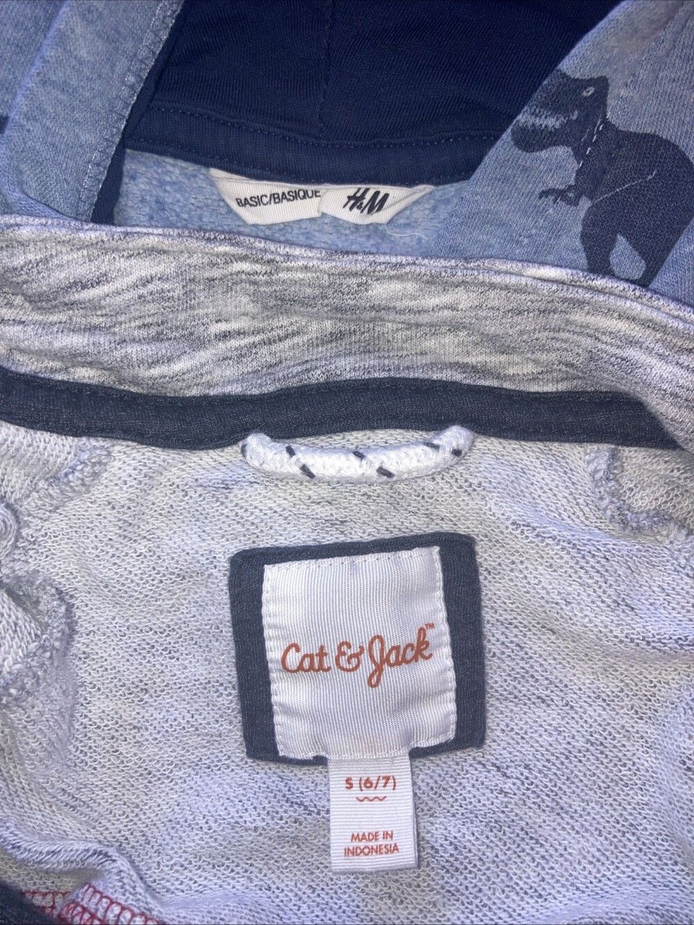Boys 6/7 Sweatshirts (2 PCs Lot) Hooded Zipper H&M Cat & Jack - Picture 4 of 6